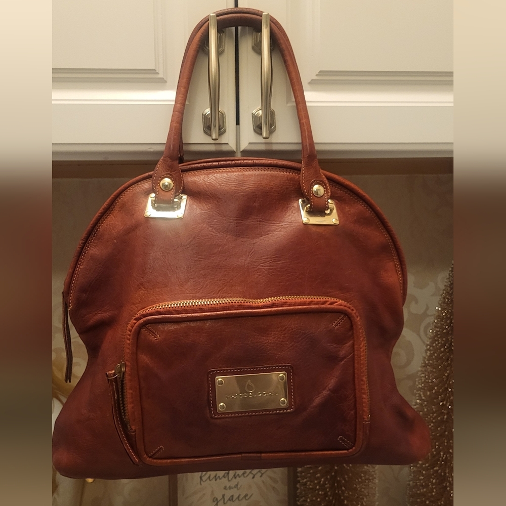 Leather Satchel in Warm Brown/Red/Maroon Tote Bag